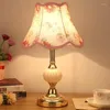 Table Lamps Fabric Lamp Nordic Modern Bedroom Bedside Light Chrome-plated Glass Decoration LED Bulb Luminaires