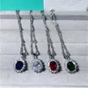 Prinsessan Diana hängen 925 Sterling Silver AAAAA CZ Statement Royal Wedding Pendant Necklace For Women Birthstone Party Jewelry