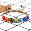 Strand Yoga 7 Chakra Natural Stone Beads Bracelets Women Men Paryer Balance Reiki Buddha Bangles Adjustable Braided Jewelry Charm Gifts