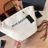 Femmes Rive Gauche fourre-tout sac à provisions sacs à main Vintage toile de lin grands sacs de plage Designer voyage bandoulière épaule cartable portefeuille blanc sac à main