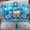 Chokers RH Fashion Boho Set 5pc Blue Stack Armband Set for Women Bohemian Jewelres Gift till Friends Birthday