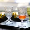 European Style Embossed Wine Glass Stained Glass Beer Goblet Vintage Wine Glasses Water Juice Drinking Cup Drinkware for Party Wedding 270ml