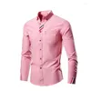 Chemises décontractées pour hommes Camicia Formale A Maniche Lunghe Primavera Per Uomo Camicie Eleganti Da Lavoro Con Colletto Rovesciato Basic Slim La Vi