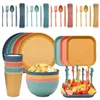 Миски для пикника наборный посуда для полных тарелок пластиковые блюда пшеничная соломенная посуда для кемпинга Полная тарелка