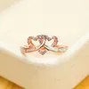 Wedding Rings Luxury Female White Crystal Stone Ring Classic Rose Gold Color For Women Charm Opal Love Heart Engagement RingWedding
