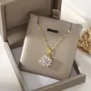 Halsband Creative Zirconia Flower Pendant Chain Rotating Engagement Halsband Kvinnor Copper Jewelry Party Gift G220524