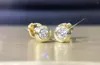 Boucles d'oreilles à tige en or jaune 10 carats pour femme 0,2 0,3 0,4 carat rond Moissanite diamant cadeau de mariage anniversaire fiançailles