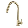 Pull Out Sensor Kitchen Faucet Brushed Gold Sensitive Touch Control Faucet Mixer For Kitchen Touch Sensor Kitchen Mixer Tap T200423