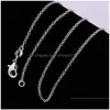 Kedjor 925 Sterling Sier pläterade tunna halsband för kvinnans hummer CLASPS Smooth Chain Statement smycken storlek 1mm 16 18 20 22 24 tum Dhyeg