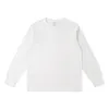 Chemises décontractées pour hommes Coton 230g Fil à manches longues Col rond T-shirt blanc à grande sous-couche lâche pour hommes