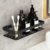 Bathroom Shelves Aluminum Nodrill Wall Mount Corner Shelf Shower Storage Rack Holder Makeup Organizer Shampoo Conditioner 230621