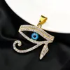 Hangende kettingen roestvrij staal hol blauw oog van horus gelegd zirkoon Egypte ketting vrouw man gelukkige kraag amulet sieraden cadeau