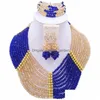 Серьги набор ожерелья aczuv Королевское голубое золото нигерийские традиционные африканские бусинки ювелирные изделия 10CCH004 Drop Delivery Sets Dhgarden Dhmdl
