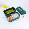 Hårersättning Lunch Box Bento Box Plastiska dubbla fack Fat Reduction Fitness Light Food Meal Box Japanese Lunch Box