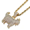 Pendentif Colliers Brillant À La Mode Chèvre Animal Collier Charmes Pour Hommes Femmes Or Argent Couleur Cubique Zircon Hip Hop Bijoux CadeauxPendentif