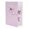 بطاقات المعايدة الأرجواني فراشة عيد ميلاد منبثقة البطاقة زهرة 3D هدية للنساء فتاة فتاة ابنة الأمهات