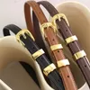 Belts Top Layer Cowhide Retro Niche Horse Hoof Gold Buckle Thin Belt Same Model For Women's Versatile In The Mall