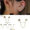 Stud Earrings 2022 Summer Romantic 1 Piece Cz Star 2 Earring With Chain White Red Green Blue Charm Rainbow For Women Drop Del Dhgarden Dhvzb