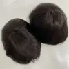 Substituição de cabelo humano virgem brasileiro #1B preto sedoso 8x10 Nó de pele Tupee Pu Full Pu para homens