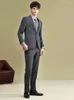 Męskie garnitury Zestaw Blazer Pant Grey Stripe Slim Fit 2023 Wedding Groom Wear Emproum Codzienne ubranie Plus 58 6xl