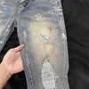 Gör jeans amari jeans amirl byxor amirlies tvättade am graffiti amis denim imiri es amiiri gamla am rivna designer färgkläder es slitna skrapade bantar elastiska r w7b2