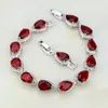 Bracelets porte-bonheur haute qualité eau Dorp rouge grenat couleur argent bijoux Bracelet cadeaux de noël pour les femmes boîte-cadeau gratuite S031