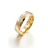 Cluster Rings 18 Yellow Gold Diamond Ring For Women Ladies Love Alliance Anniversary Titanium Jewelry Eternity Wedding Female