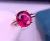 Anelli a grappolo E421 Gioielleria raffinata Oro 18 carati puro Tormalina rossa naturale 3,4 ct Pietre preziose Diamanti Regalo Donna per anello da donna