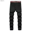 Męskie dżinsy Mężczyźni rozryte dżinsy białe czerwone czarne rozciąganie Slim Fit Spring Autumn Denim Spodnie Zwykłe Hip Hop Streetwear Dżinsy Pantie x0621 L230520