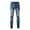 Hoge amari Blauwe amirl Grote amirlies Broeken am Knife amis imiri Denim amiiri es AM Street Designer Cut Kleding Tranen es Jeans Collage Mx1 Made Old Wash Slp Slim Fit Sm H4S2