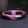 Bangle Wholesale Genuine Deep Purple Cat Eye Stone Crystal Bangles Lucky for Women Girl Gift Help Business Crystal Bracelet Jewelry