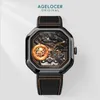 Zegarek na rękę Top marki zegarki sportowe samozwańcze mechaniczne automatyczne zegarek mężczyzn Waterproof Black Square Lumious WatchWristwatches