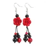 Orecchini pendenti Cinnabar Rose per le donne Designer Agata Regali Gioielli con ciondoli Regalo naturale Talismani Real Vintage 925 Silver Stone