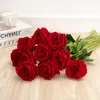 Decorative Flowers 60cm Red Silk Artificial Roses Flower Wedding Home Autumn Decoration High Quality Big Branch Luxury Fake Arrangement Bulk