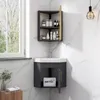 Grifos para lavabo de baño, conjunto completo de combinación de gabinete de lavabo triangular para apartamento pequeño de aluminio, cara de esquina de casa montada en la pared