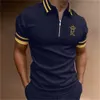 Men's Polos Striped Polo Shirt for Men Brand Short Sleeve Letter High Quality Poker Street Men's Tops Original Shirts Elegant Breathable 230524