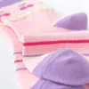 靴下5ペア/高品質のピンクの花の漫画編み暖かい女の子の新年の子供の靴下G220524