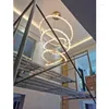 Chandeliers Led Pendant Lamp Lighting Luxury Duplex Building Crystal Chandelier Living Staircase Golden Modern Simple Shape Circle Circular