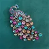 Broches de paon de taille normale pour femmes strass 4 couleurs beauté oiseau fête bureau broche broches cadeaux