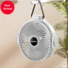 New USB Rechargeable Mini Fan 360 Rotation 3 Gears Ceiling Fan Table Desk Fan Portable Hanging Fan for Camping Tent Outdoor Home