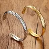 Bangle 316L Stainless Steel Leaves Bracelet For Men Minimalist Metali Golden Wheat Cuff Brand Jewelry Rose Gold Bijoux Femme Lux
