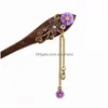 Hairpins Classical Womens Step Fringed Chicken Wing Wooden Hairpin Hair Pin Gsfz009 Mix Order Drop Delivery Jewelry Hairjewelry Dhnm8