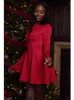 Casual Dresses BEVENCCEL Sexy O Neck Flare Sleeve A-line Mini Dress Elegant Red Long Bodycon Fashion Women Party Club