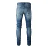 Hoge amari Blauwe amirl Grote amirlies Broeken am Knife amis imiri Denim amiiri es AM Street Designer Cut Kleding Tranen es Jeans Collage Mx1 Made Old Wash Slp Slim Fit Sm H4S2