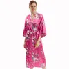 Vêtements de nuit pour femmes Imprimer Peignoir Robe Demi Manches Femmes Kimono Robe Avec Ceinture Casual Home Wear Été Col En V Chemise De Nuit Loungewear