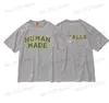 Men's T-Shirts Human Made English Letter Cartoon Print Short Sleeve Slub Cotton Loose Tees T230524
