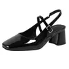 Chaussures habillées 2023 mode femmes pompes Mary Jane talons gros bretelles noir bout carré Lolita Slingback mignon