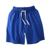 Heren shorts Activewear Men sport elastische taille vaste kleur stretchy tailleband zomer wijd been mannelijke rechte strandbroek zweten