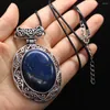 Pendant Necklaces Natural Stone Shell Egg Shaped Alloy Necklace Exquisite Retro Jewelry Party Accessories Charming Gift For Women