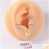 Stud Earrings Pair Steel Round Ball Opal Stone Ear Tragus Cartilage Barbell Y Fashion Accessories Piercing Jewelry Drop Deliv Dhgarden Dhafv